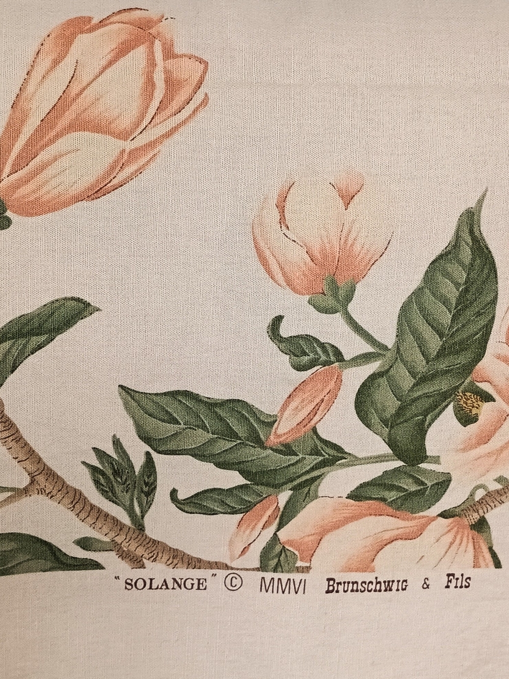 Brunschwig & Fils Solange Peach Floral Fabric Panel